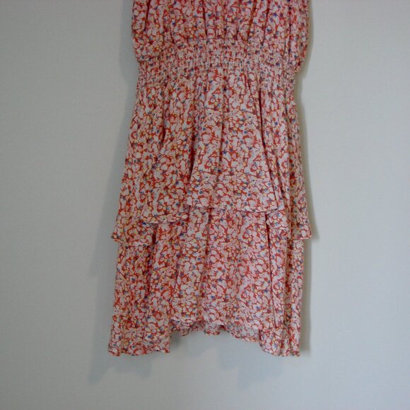 Pink Floral Mini Dress Peach Love California Sleeveless Ruffles Wedding  Small - Picture 10 of 13